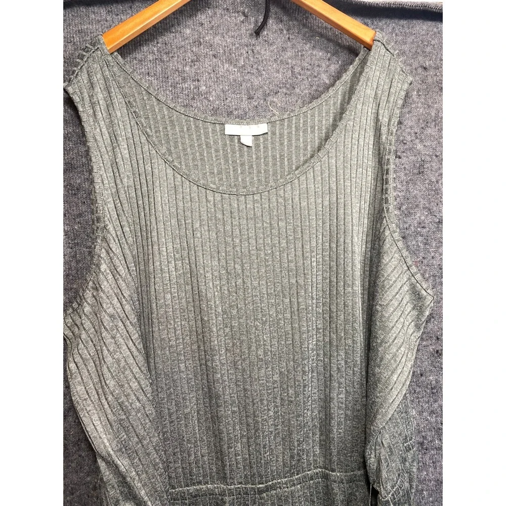 Woman Within Olive Green Ribbed Knit Wide Leg Sleeveless Jumpsuit Plus Size 5X